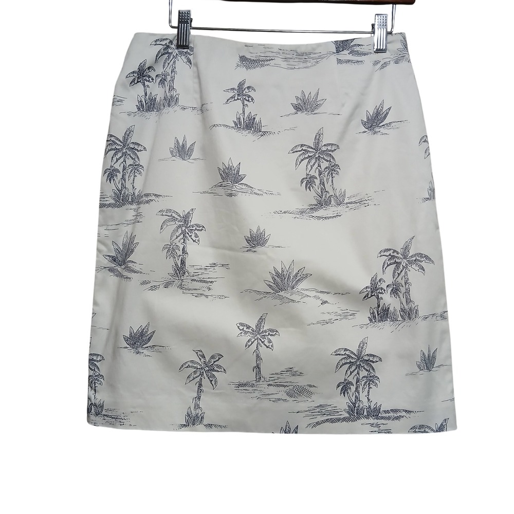 Talbots Women's Size 10 Stretch Tropical Palm Tree Print A-Line Skirt‎